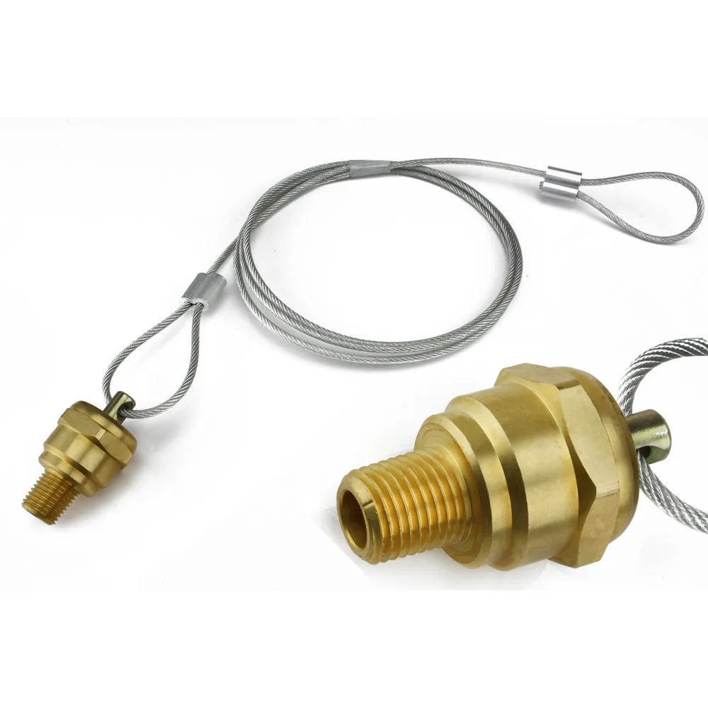 1/4" Air Compressor Tank Moisture Pull Cable Drain Valve Brass Quality USA Made
