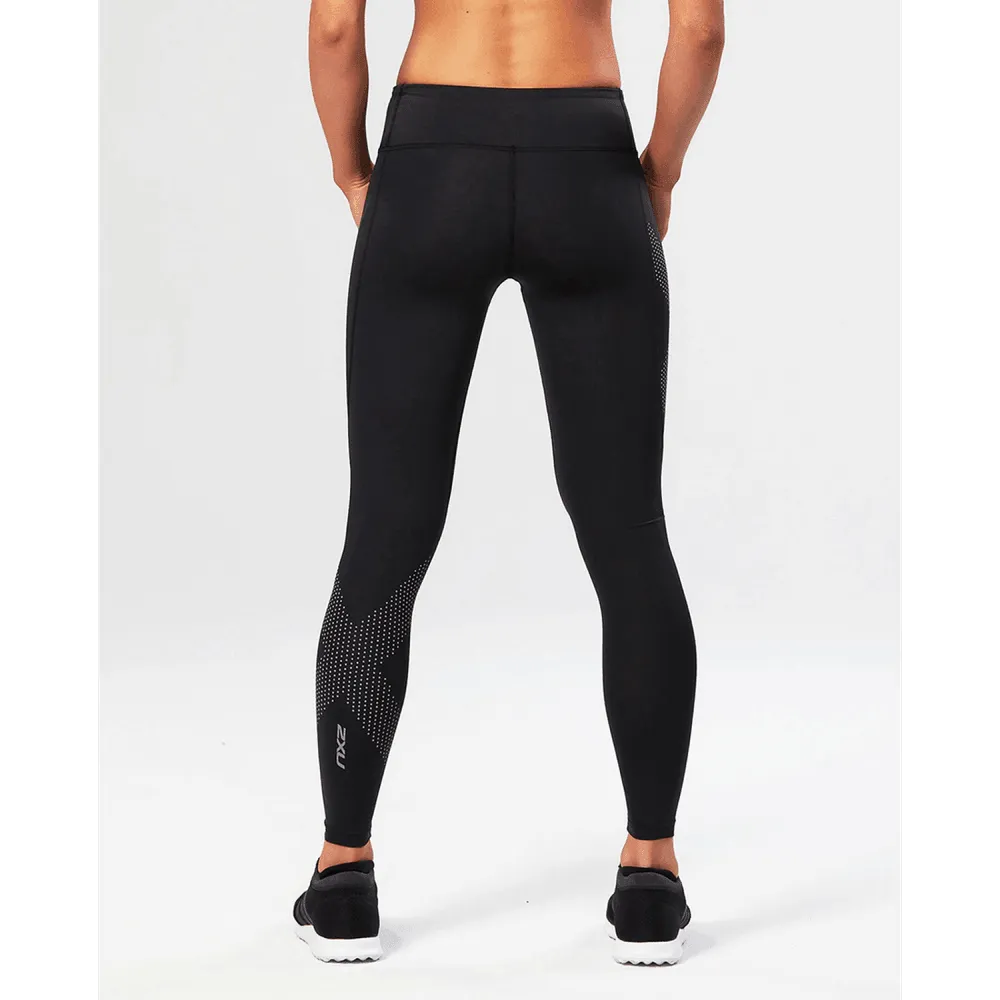 2XU Women's Mid-Rise Compression Tight - Black/Dotted