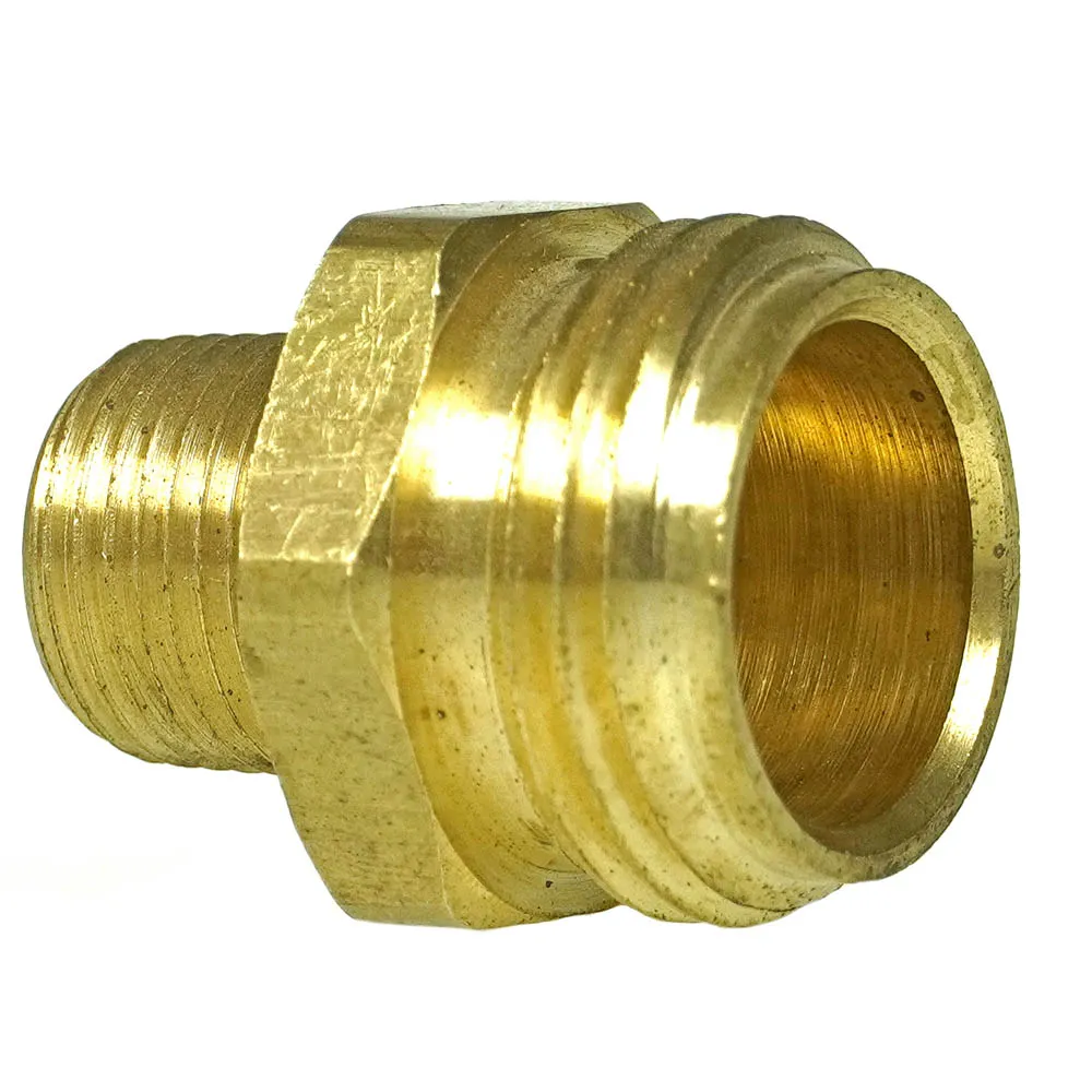 3/4 to 3/8 Inch Male Garden Hose to Male Pipe Connector Solid Forged Brass