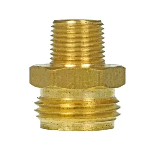 3/4 to 3/8 Inch Male Garden Hose to Male Pipe Connector Solid Forged Brass
