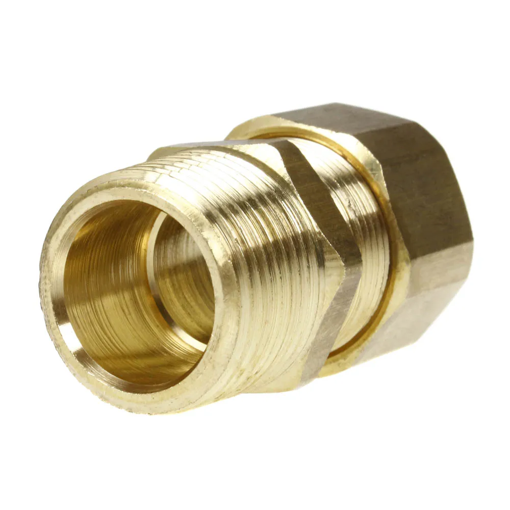 3/4" x 3/4" Tube OD x Male NPTF Compression Adapter Straight Solid Brass Fitting