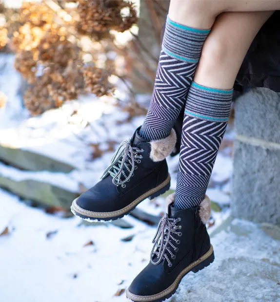 76% Rich Merino Wool Everyday Compression Socks (15-20mmHg) - Zig-Zag- 3 Pack