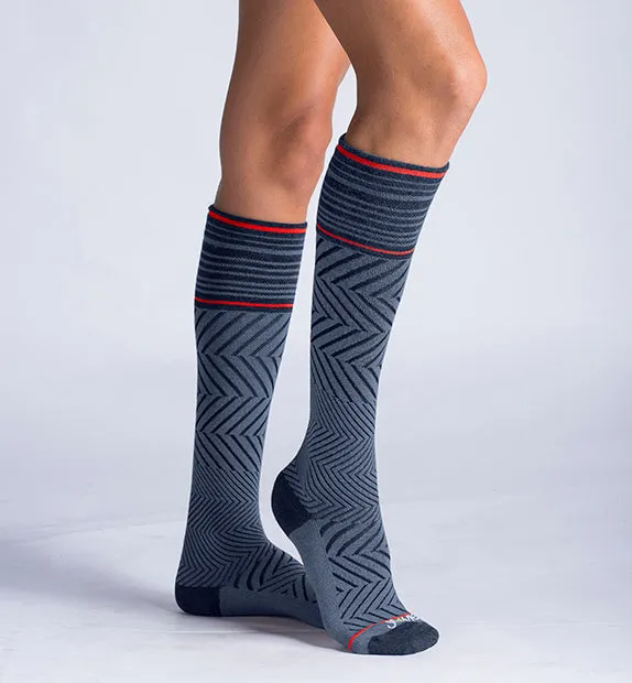 76% Rich Merino Wool Everyday Compression Socks (15-20mmHg) - Zig-Zag- 3 Pack