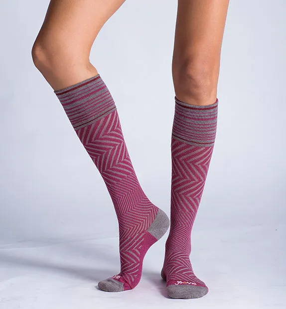 76% Rich Merino Wool Everyday Compression Socks (15-20mmHg) - Zig-Zag- 3 Pack