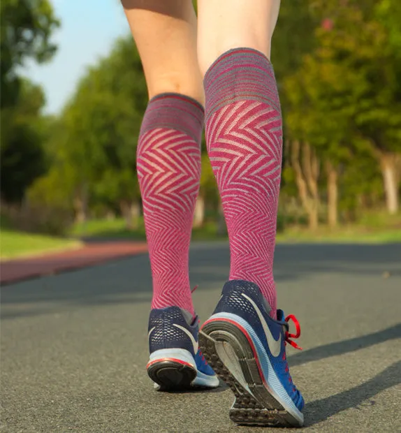 76% Rich Merino Wool Everyday Compression Socks (15-20mmHg) - Zig-Zag- 3 Pack