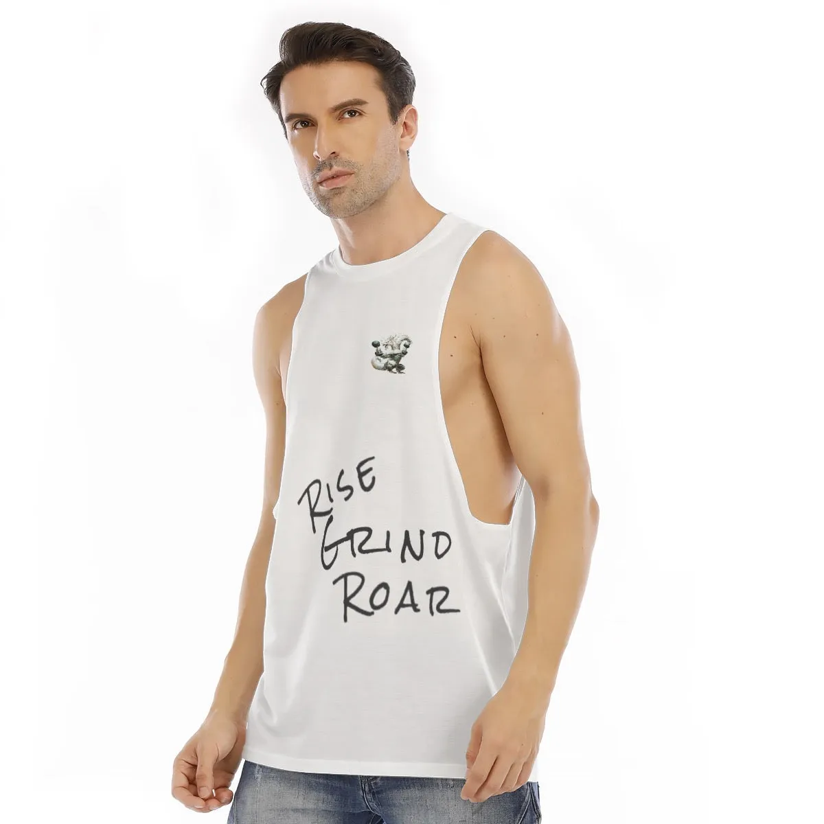 All-Over Print Men's O-neck Long Tank Top rise grind roar