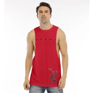 All-Over Print Men's O-neck Long Tank Top work hard play hard dragon