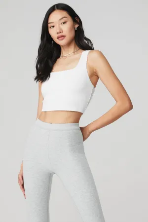 Alosoft Ribbed Chic Bra Tank - White