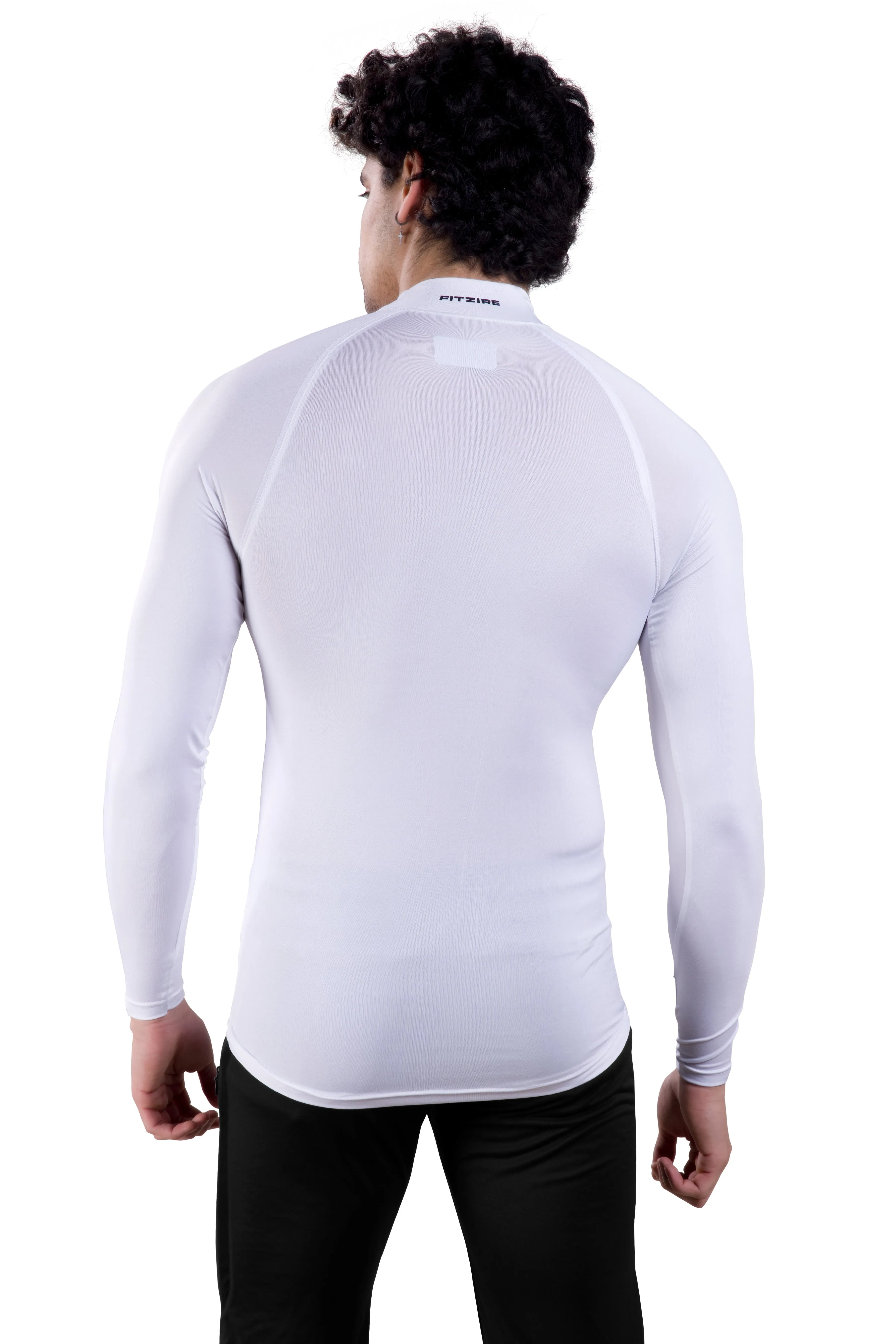 ALPHA - WHITE COMPRESSION T-SHIRT - FULL SLEEVE - HIGH NECK