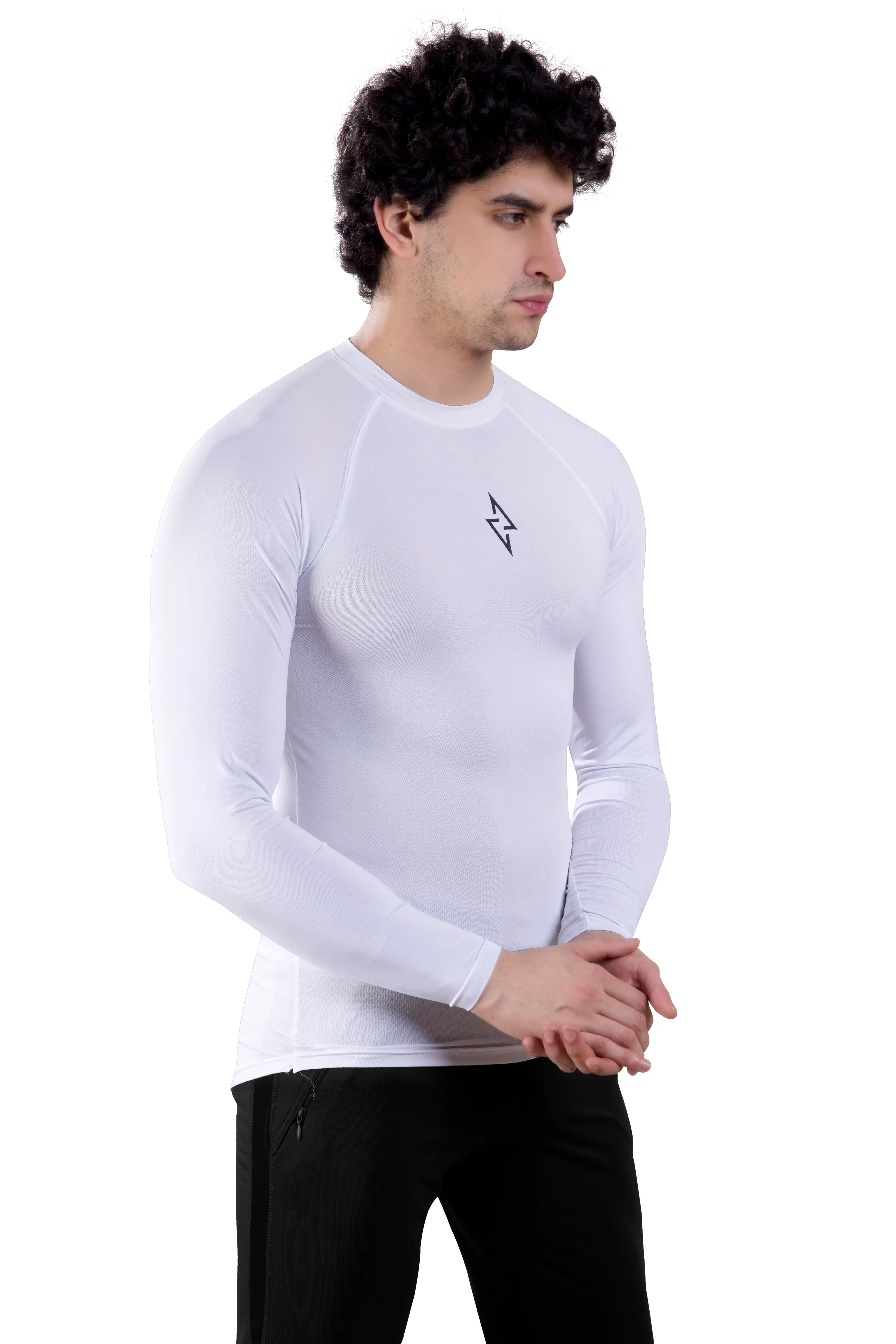 ALPHA - WHITE COMPRESSION T-SHIRT - FULL SLEEVE