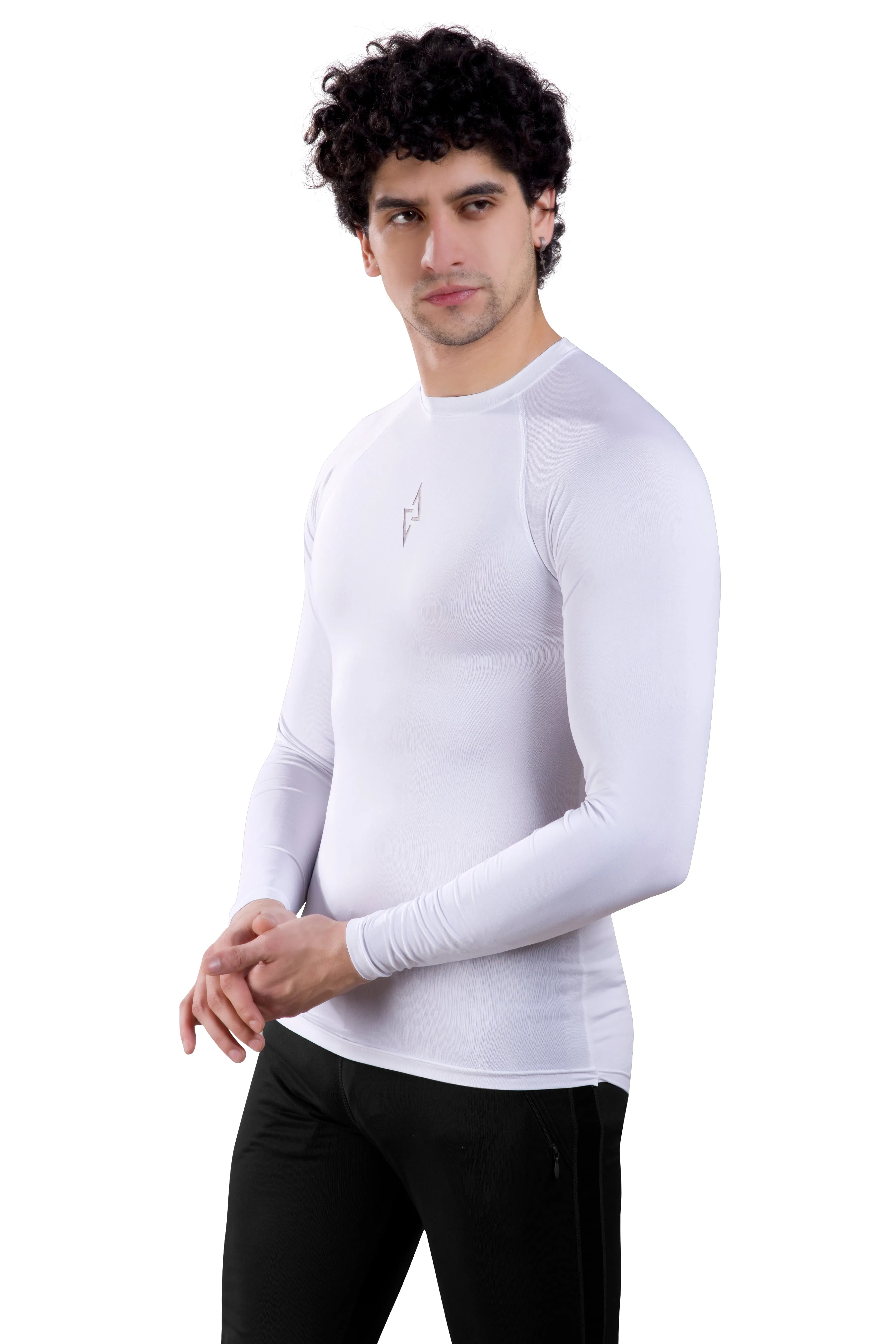 ALPHA - WHITE COMPRESSION T-SHIRT - FULL SLEEVE