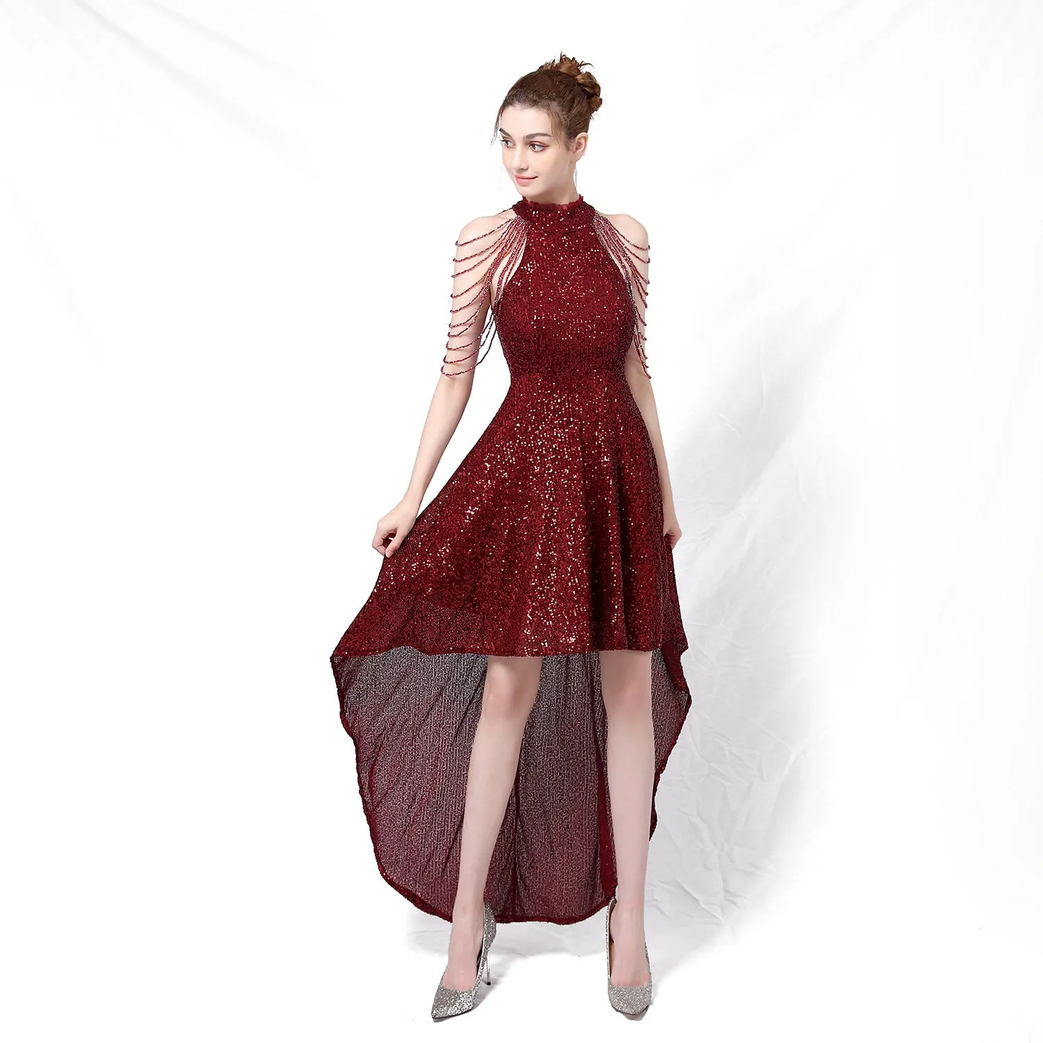 Amphitrite-18218-Beaded Hip Wrap Formal Dresses