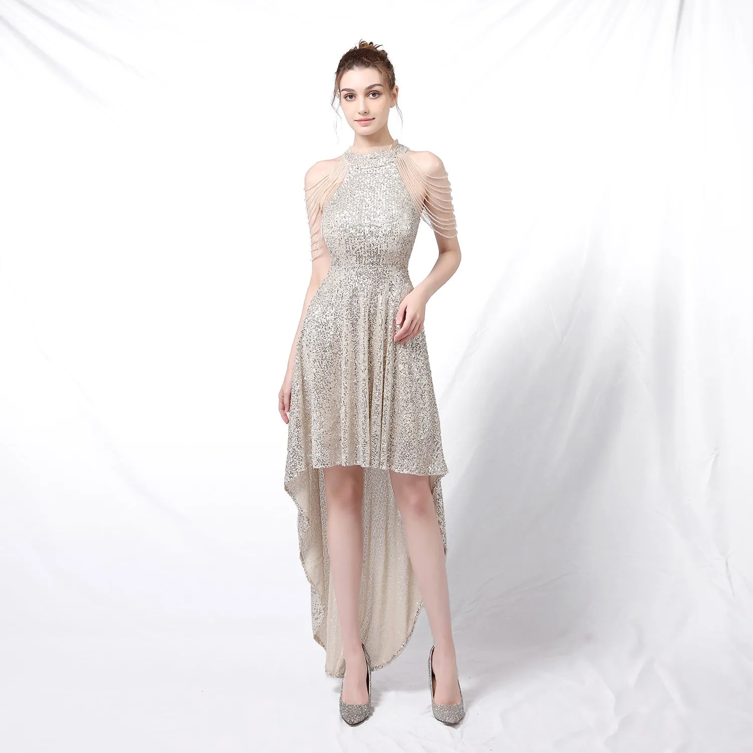 Amphitrite-18218-Beaded Hip Wrap Formal Dresses
