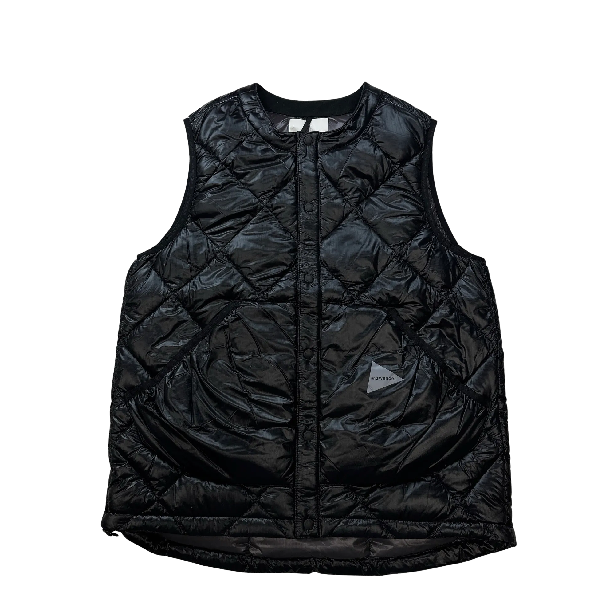 And Wander Black Pertex Diamond Quilted Puffer Vest - Small