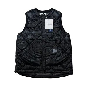 And Wander Black Pertex Diamond Quilted Puffer Vest - Small