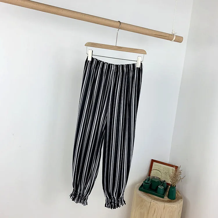 Anti Mosquito Pants Lantern Jogger Women Ice Silk Summer High Waist Drape Thin Slim Look Pants