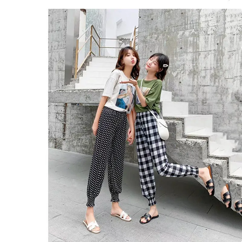 Anti Mosquito Pants Lantern Jogger Women Ice Silk Summer High Waist Drape Thin Slim Look Pants