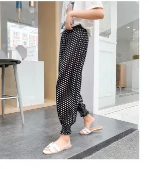 Anti Mosquito Pants Lantern Jogger Women Ice Silk Summer High Waist Drape Thin Slim Look Pants
