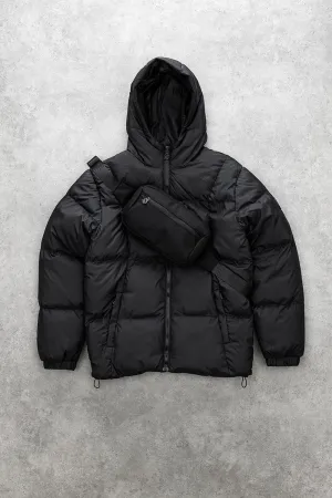 Assault Tech Puffer Jacket   Cross Body Bag - Black