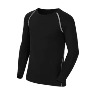 Athletic Kids Long Sleeve Black Compression Shirt