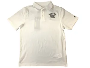 Auburn Tigers Under Armour Heatgear YOUTH White 3 Button Golf Polo T-Shirt (M)