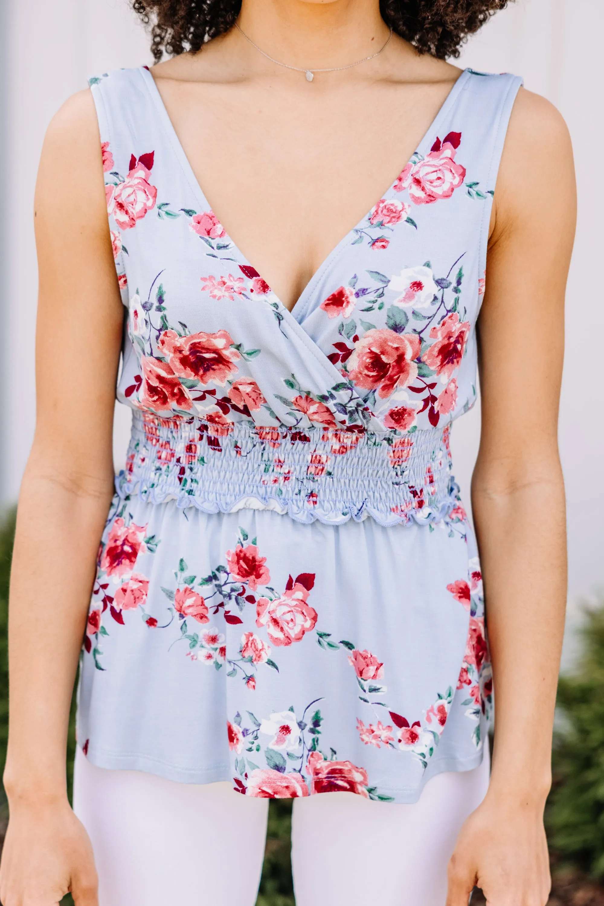 Be There Soon Blue Floral Tank