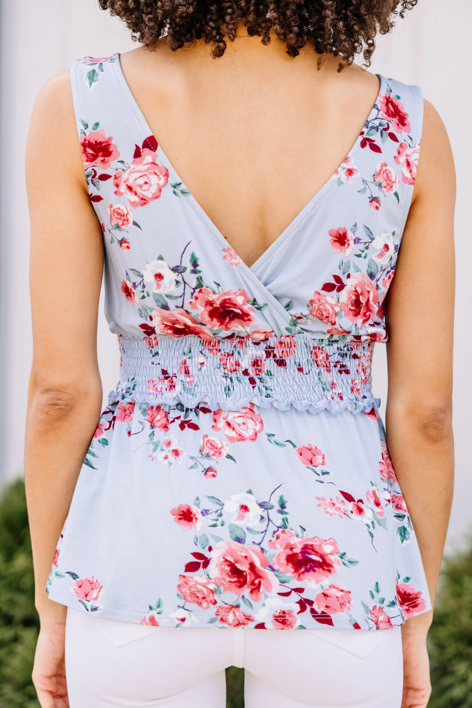 Be There Soon Blue Floral Tank