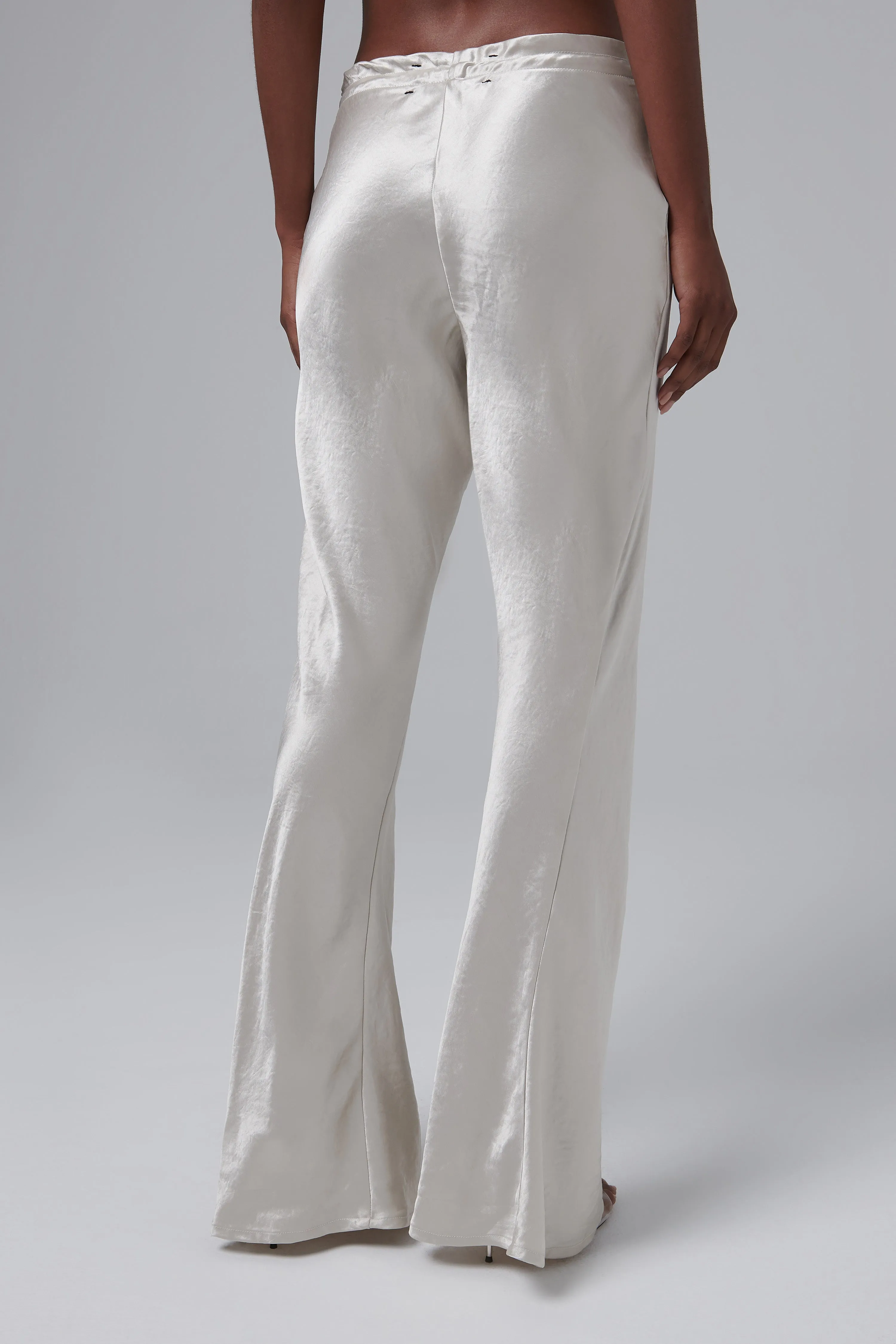 Beige Bias Flared Pants