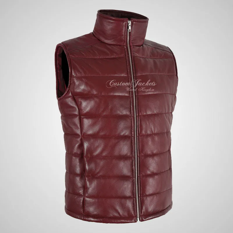 BELGRADE Women's Leather Puffer Gilet Soft Leather Padded Vest