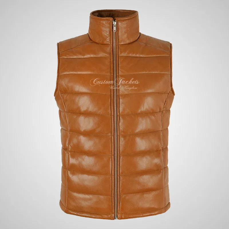 BELGRADE Women's Leather Puffer Gilet Soft Leather Padded Vest