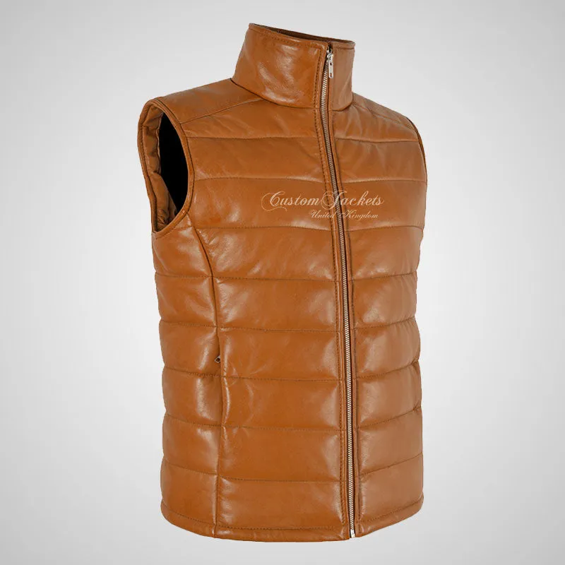 BELGRADE Women's Leather Puffer Gilet Soft Leather Padded Vest