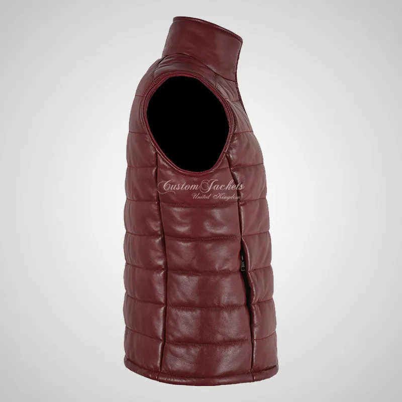 BELGRADE Women's Leather Puffer Gilet Soft Leather Padded Vest