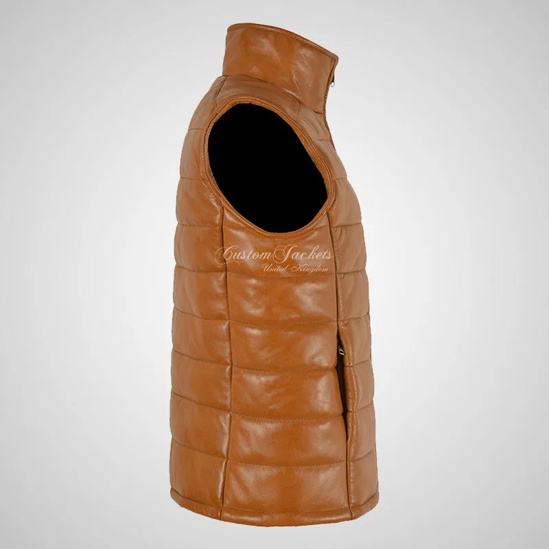 BELGRADE Women's Leather Puffer Gilet Soft Leather Padded Vest