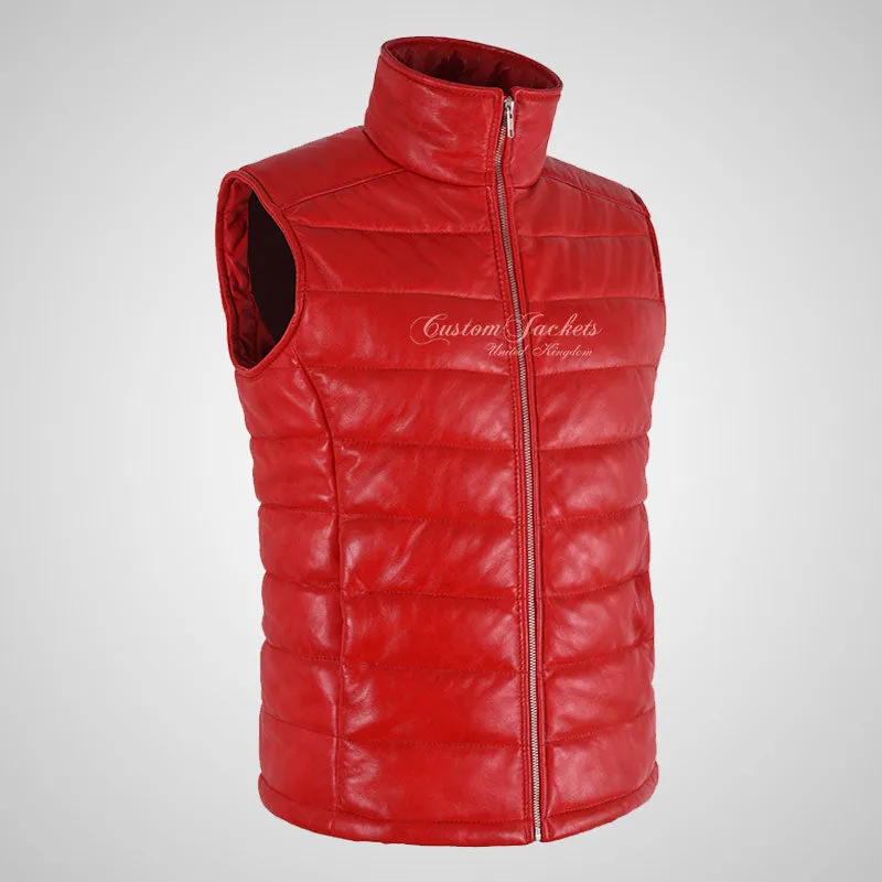 BELGRADE Women's Leather Puffer Gilet Soft Leather Padded Vest