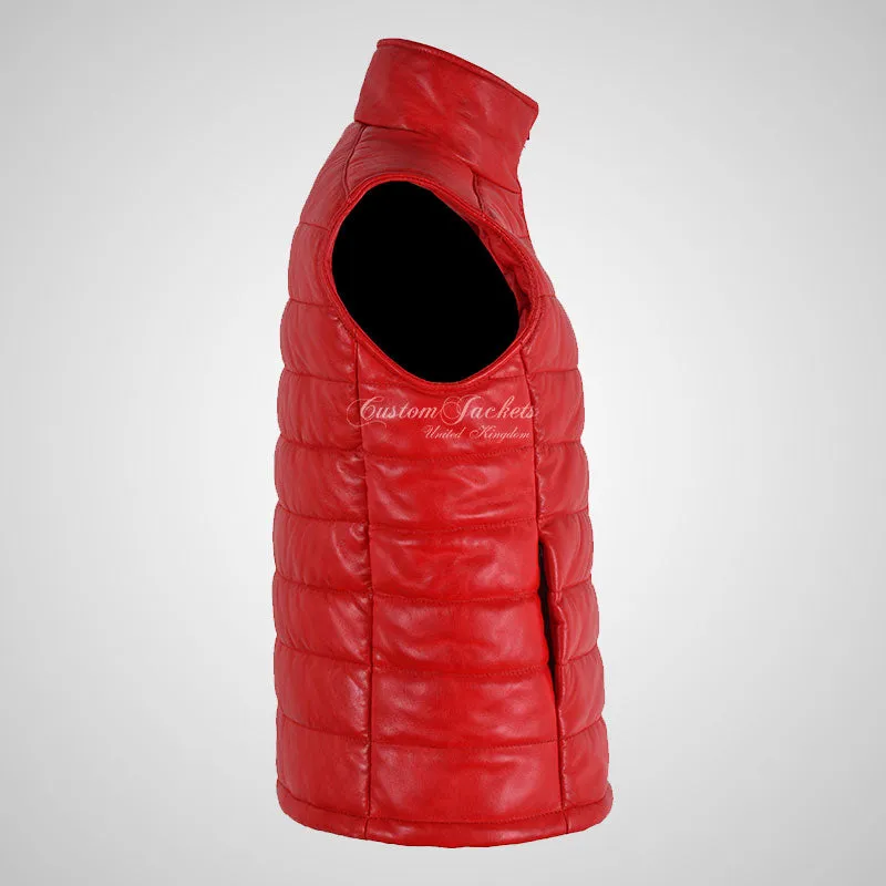BELGRADE Women's Leather Puffer Gilet Soft Leather Padded Vest