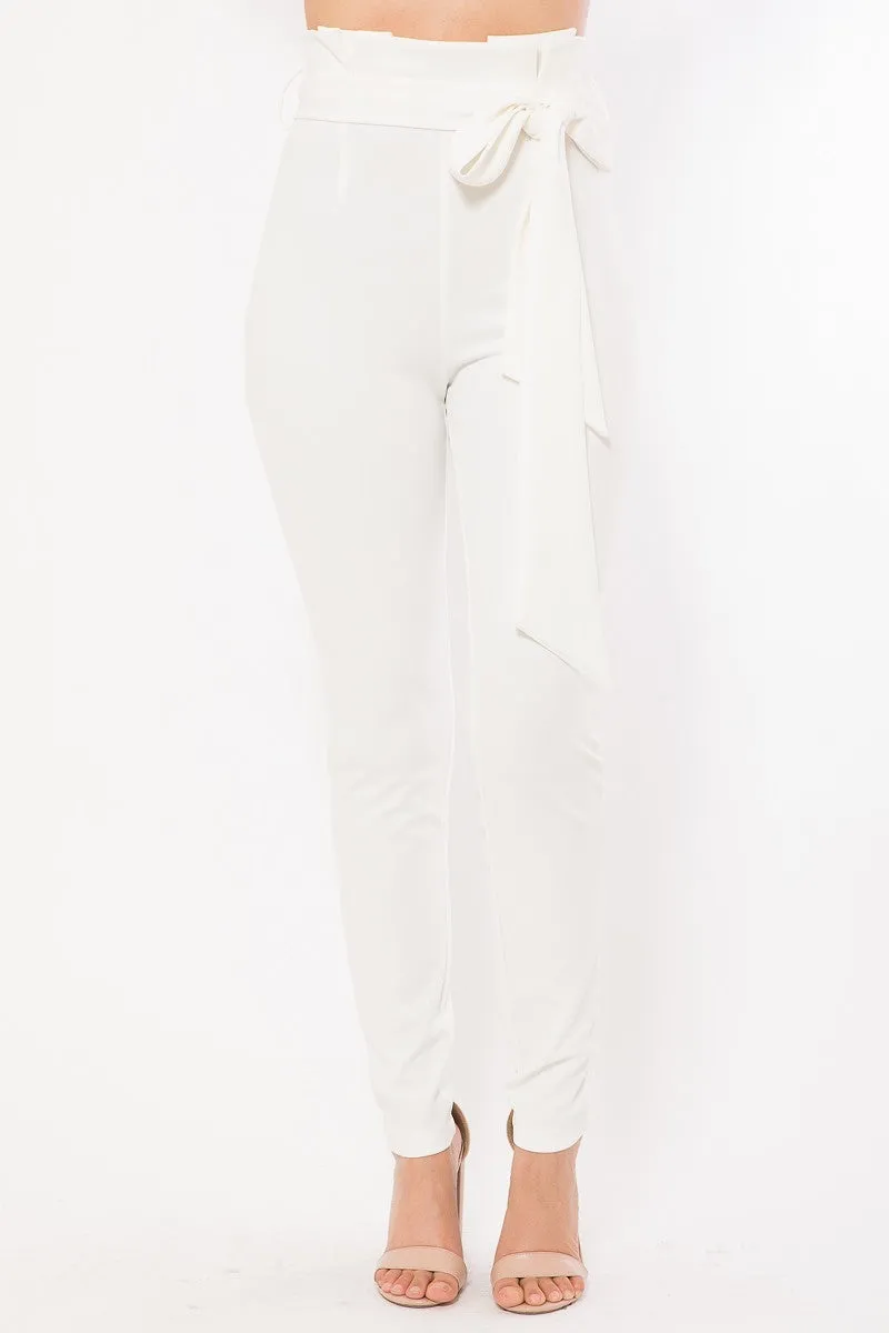 Belt Detail High Waist Skinny Pants