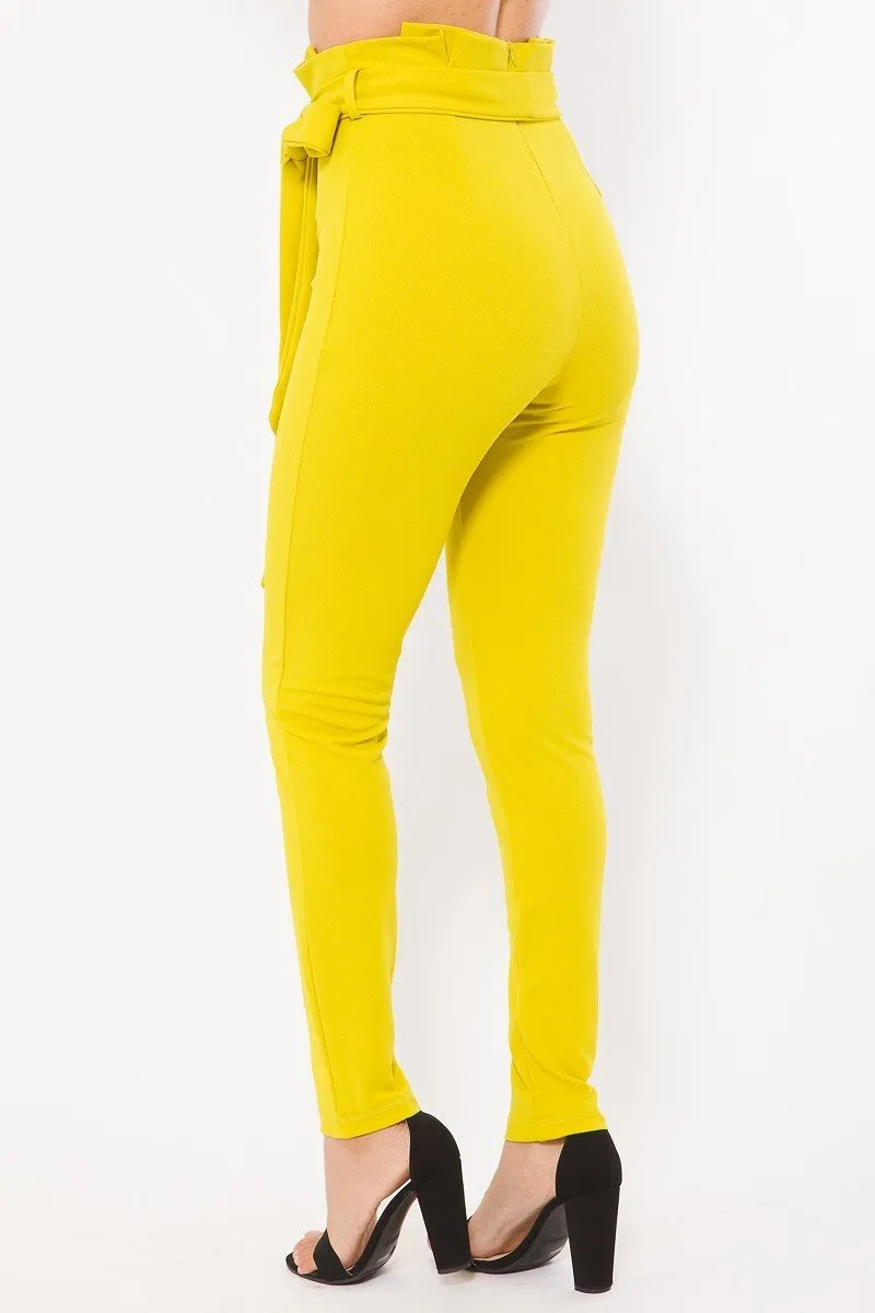 Belt Detail High Waist Skinny Pants