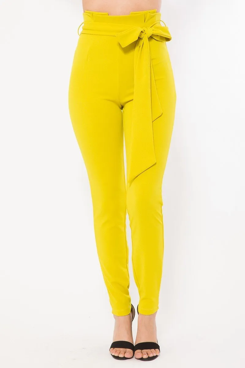 Belt Detail High Waist Skinny Pants