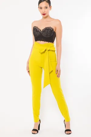 Belt Detail High Waist Skinny Pants