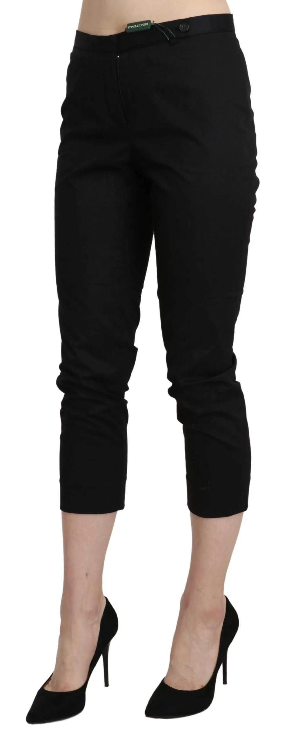BENCIVENGA  High Waist Skinny Cropped Dress Trouser Pants