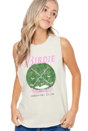 Birdie Golf Country Club Off-White Mineral Washed Graphic Tank