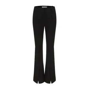 Black Flared Stretchy Split Pants