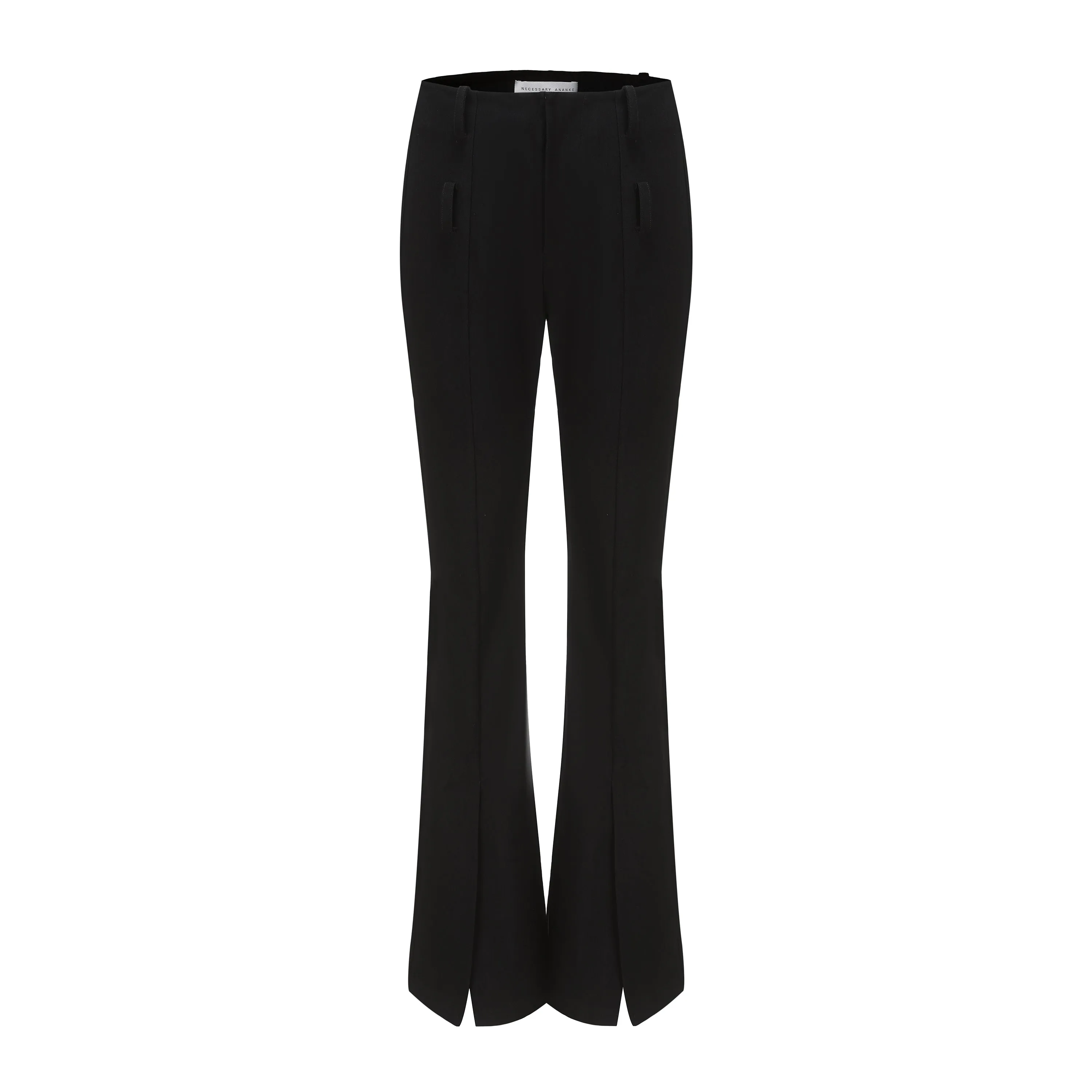 Black Flared Stretchy Split Pants