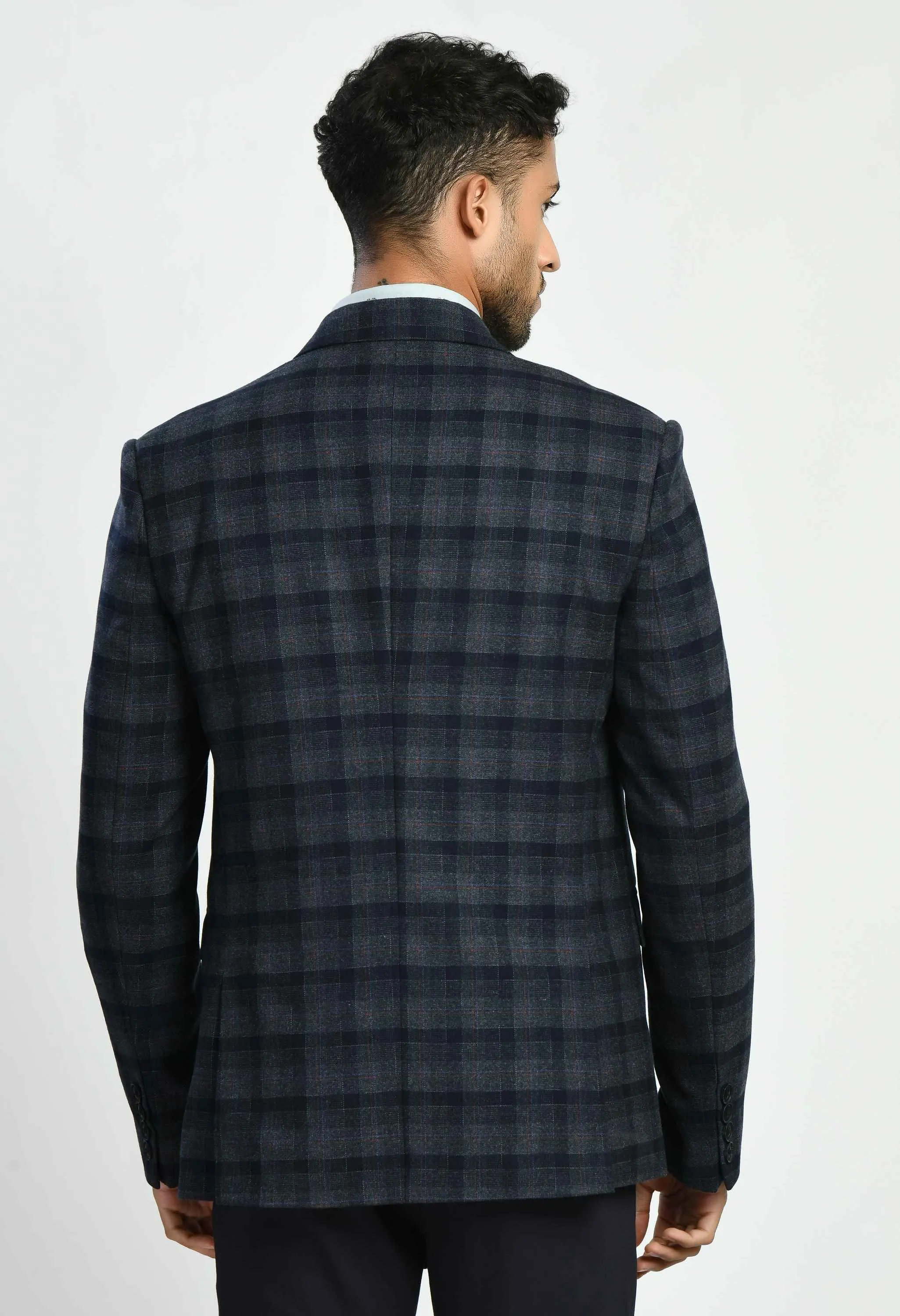 Blue Single Breasted Blazer with Notched Lapel
