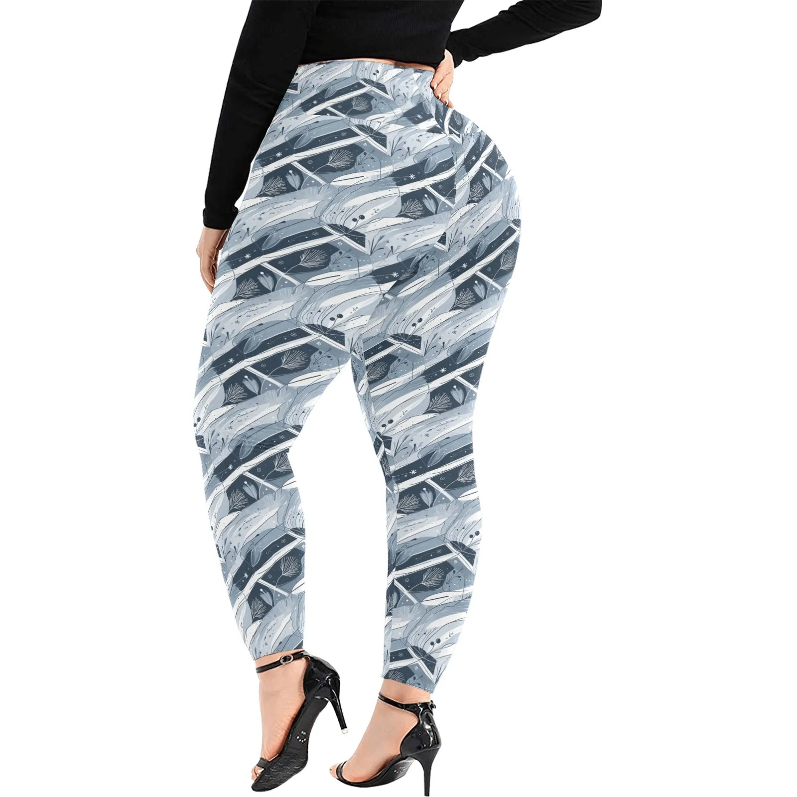 Blue Wind Women's Plus Size High Waited Leggings Women's High Waist Leggings(Plus Size)(ModelL45)