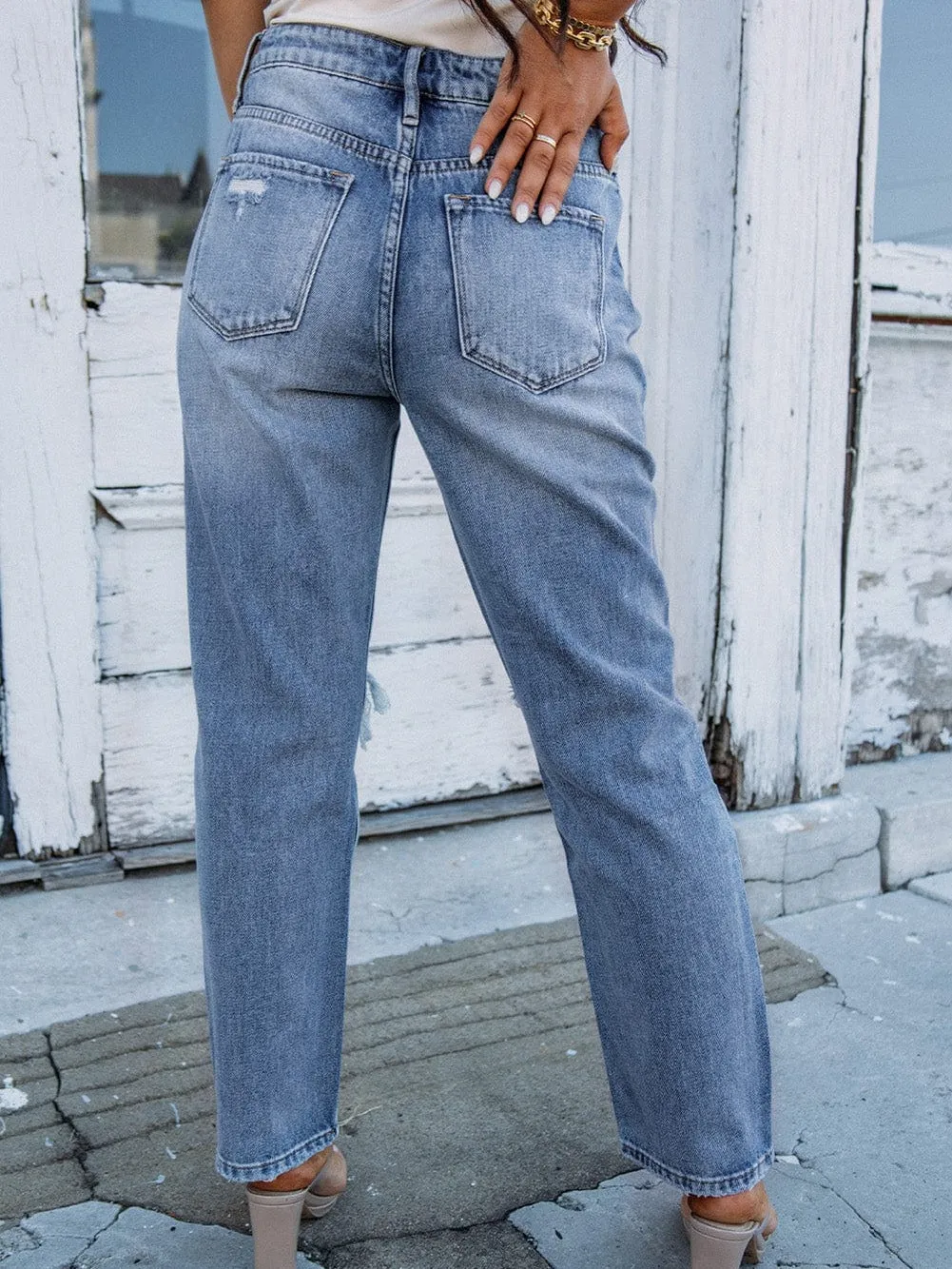 Boyfriend Fit Ripped Jeans