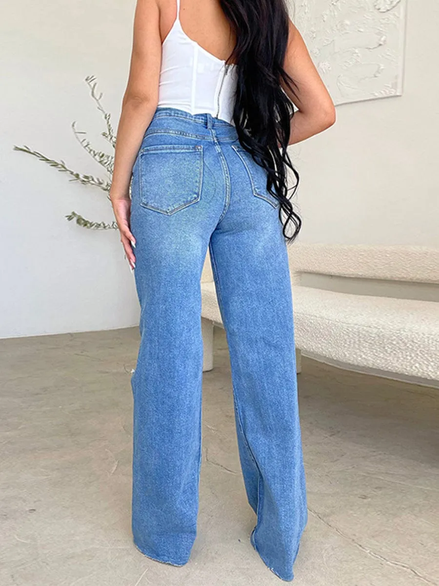 Boyfriend Fit Ripped Jeans