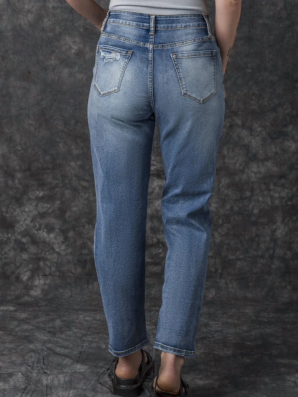 Boyfriend Fit Ripped Jeans
