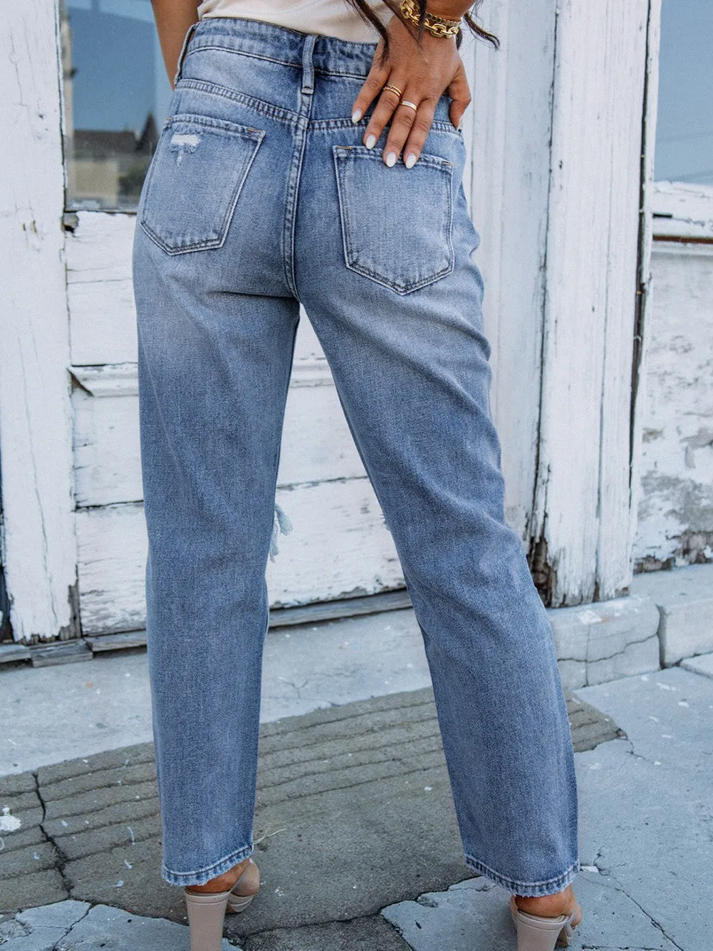 Boyfriend Fit Ripped Jeans