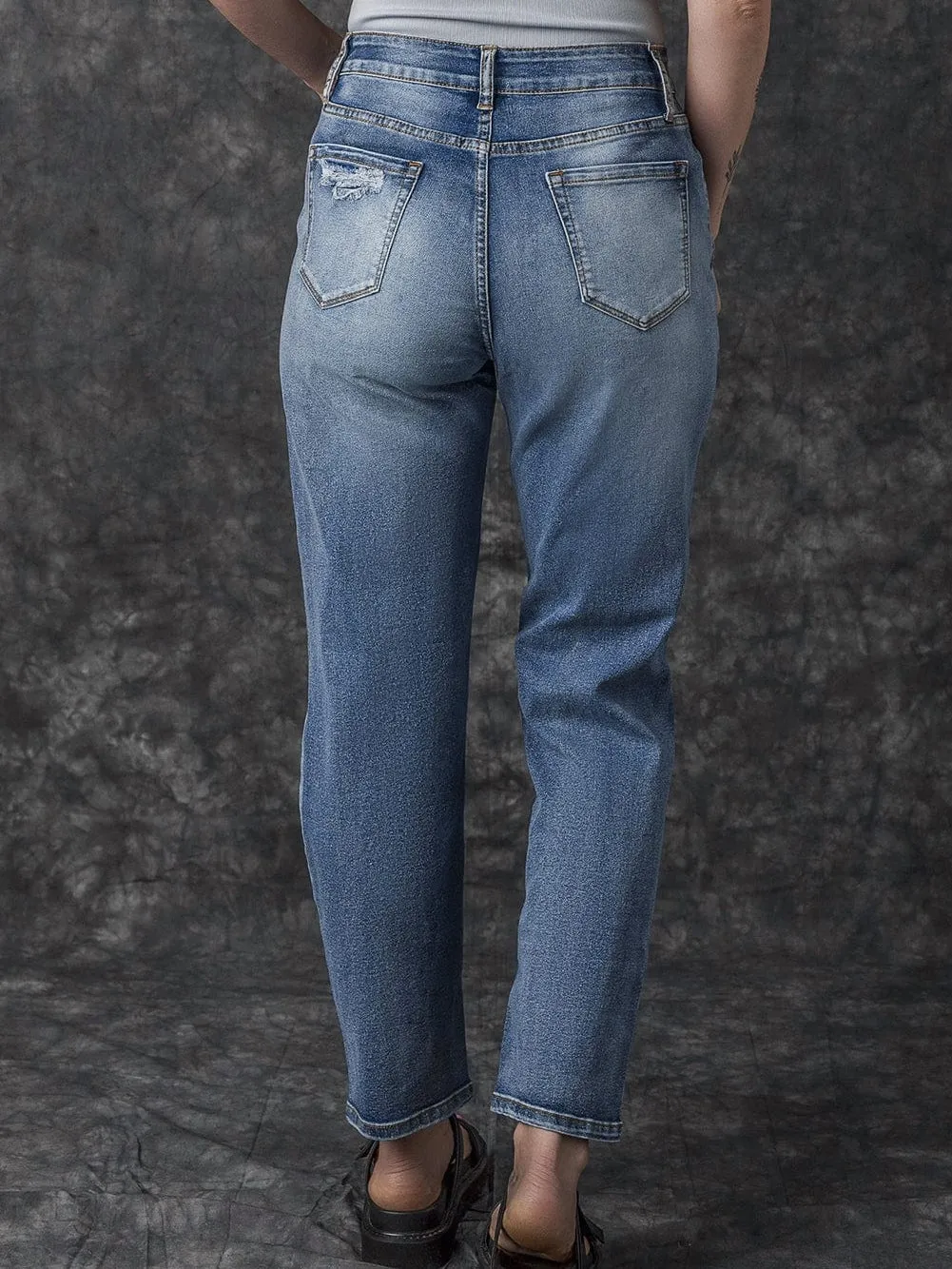 Boyfriend Fit Ripped Jeans